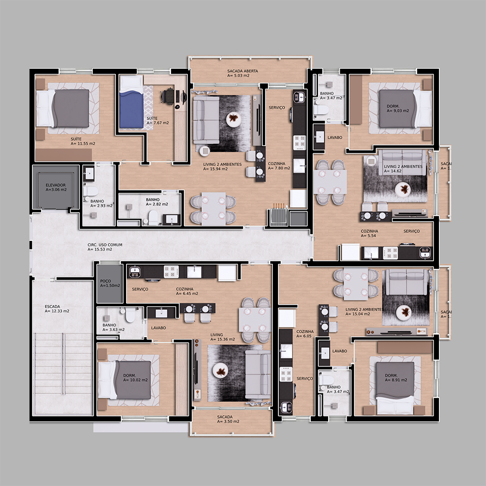 Planta 2 dormitórios